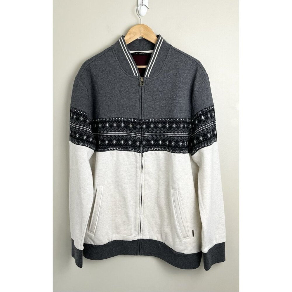 Sean John Men’s‎ Bomber Jacket XXL Varsity Full Zip Pockets Geometric Print